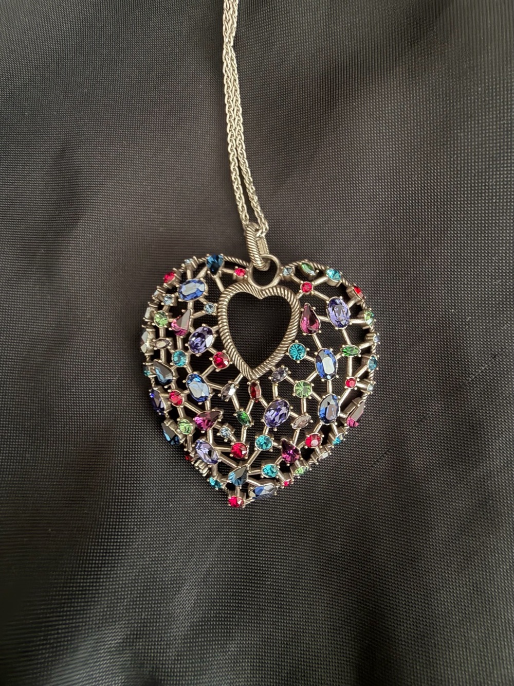Brighton One Love Heart Pendant Necklace in Silver/Multicolor NWT
